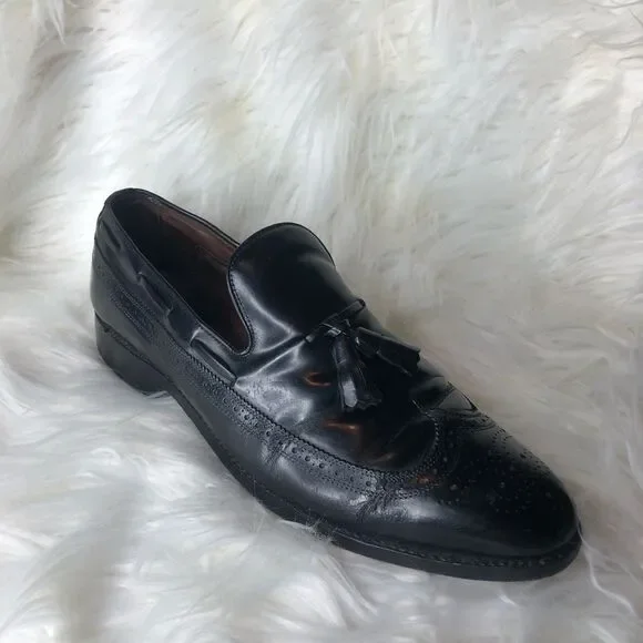 ALLEN EDMONDS BERWICK WINGTIP Tassle SLIP ON LEATHER LOAFER SHOE 10D - Picture 2 of 13